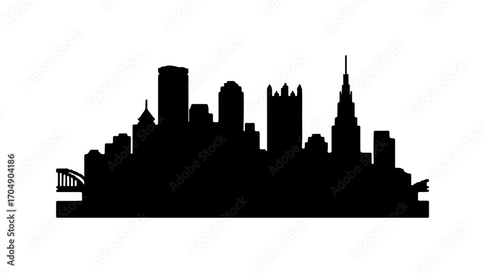 Naklejka premium City skyline silhouette with transparent background