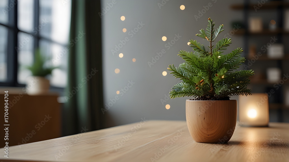 Fototapeta premium Christmas work desk ideas, festive home office setup,