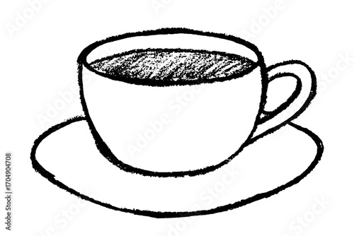 Cute cup of tea or coffee illustration Simple mug clipart Cozy home doodle Single element for design