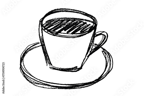 Cute cup of tea or coffee illustration Simple mug clipart Cozy home doodle Single element for design