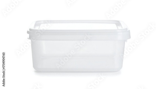 Empty white plastic food container