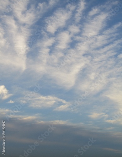 Vertical Cloudscape in daytime sky. 