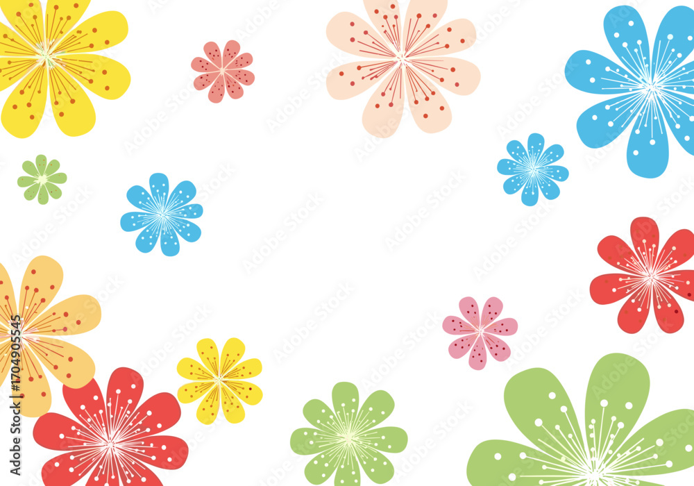 Fototapeta premium Colorful Floral Pattern Background with White Space.