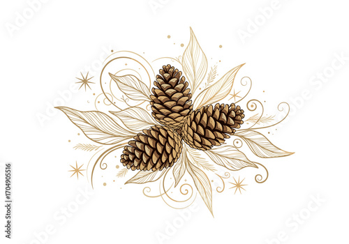 Elegant Pine Cones and Winter Foliage Arrangement.