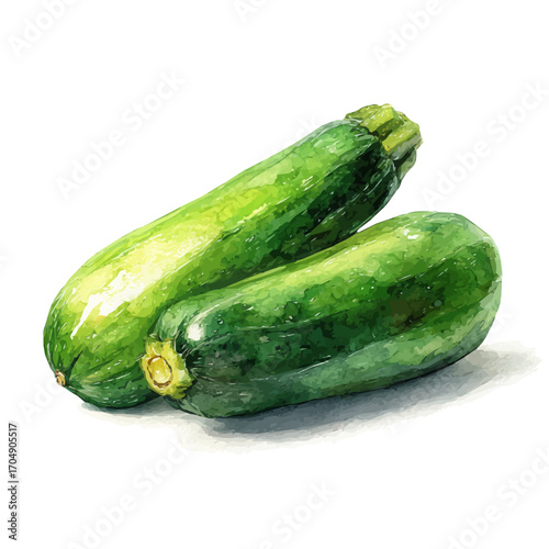 Zucchini, watercolor illustration vector, isolated on a white background.