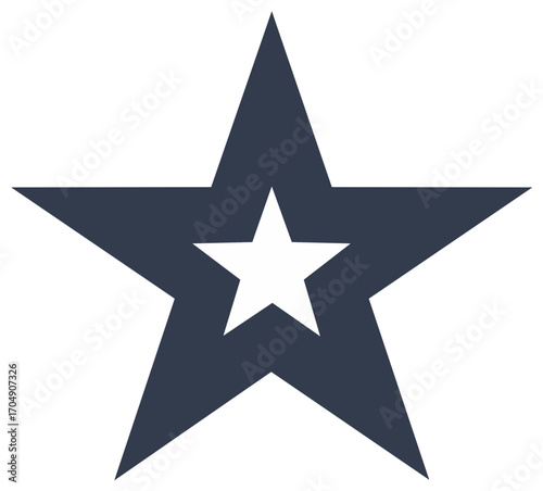 Stylized Five-Point Star with White Interior Star: Symbolic Icon Depicting Success, Achievements and Ratings