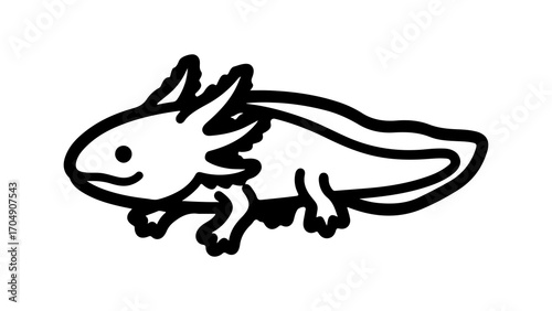 Axolotl sketch with transparent background