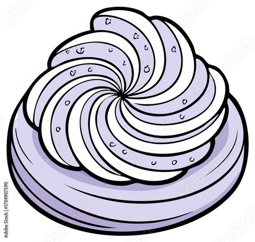 Stylized Icing Swirl with Sprinkle Topping and Purple Base Detailed Illustration Bakery Confection Dessert Decoration Sweet Treat