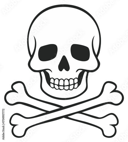 Iconic skull and crossbones symbol, a classic mark of danger, death, and piracy