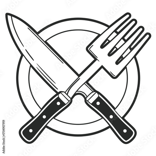 Black Silhouette Vector of Kitchen Tool Badge