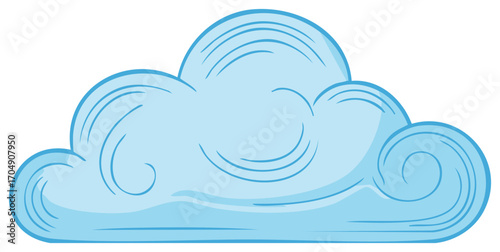 Stylized Blue Cloud with Swirling Lines and Soft Edges
