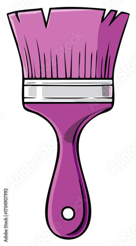 Cartoon Paint Brush in Purple, Vector Illustration