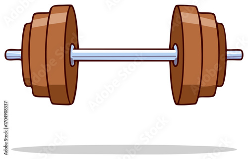 Cartoon Dumbbell Illustration with Brown Weights for Strength Training and Fitness