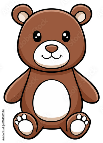 Adorable Smiling Brown Teddy Bear Plush Toy Cartoon Character Sitting