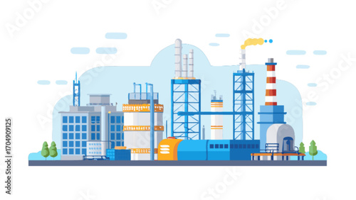 Industrial factory plant illustration vector design for manufacturing and production power generation energy 95