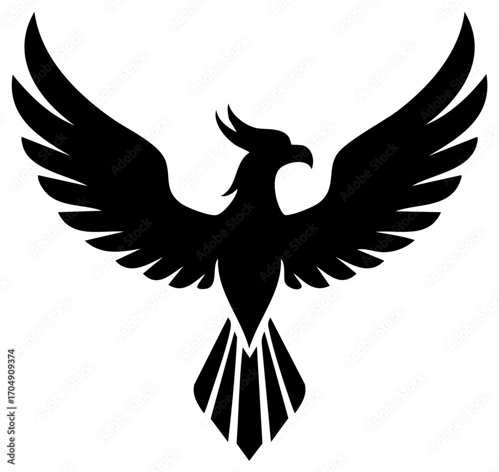 Obraz premium Stylized Silhouette of a Mythical Phoenix Bird in Flight