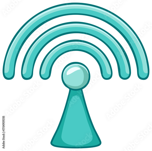 Cartoon illustration of a Wi-Fi wireless network signal icon.