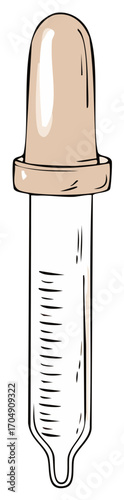 Hand drawn dropper with bulb for liquid medicine or cosmetic application tool