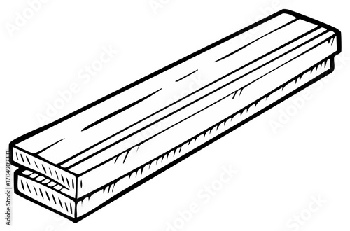 Two wooden planks stacked together in a simple line art illustration
