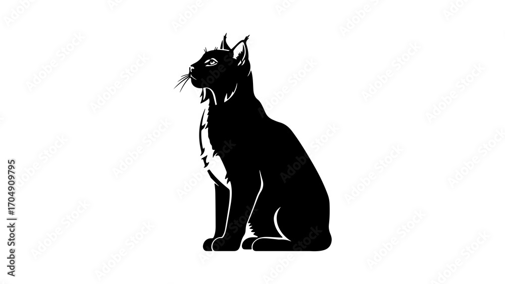 Fototapeta premium Black cat silhouette with transparent background