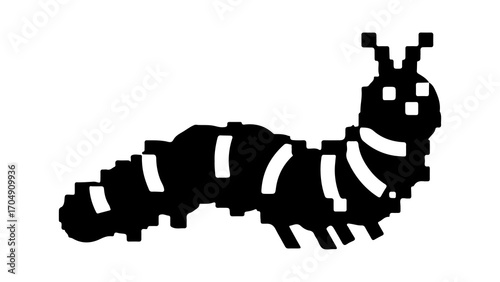 Black caterpillar with transparent background