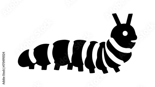 Black caterpillar with transparent background