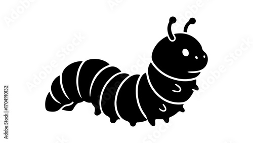 Black caterpillar with transparent background