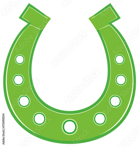 A vibrant green horseshoe illustration symbolizing good luck and Irish tradition