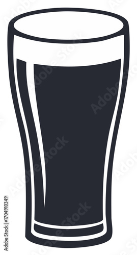 Dark beverage in a tall glass with white outline