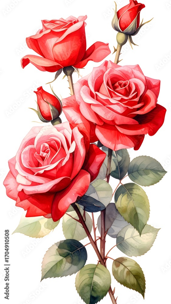 Naklejka premium Red roses in a bouquet