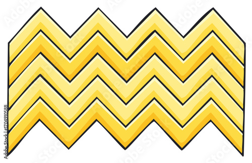 Abstract yellow and gold zigzag pattern with bold black outlines