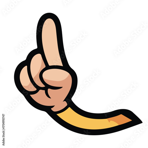 Cartoon Hand with Pointing Finger Vector Illustration: A Detailed Graphic of a Hand with Index Finger Extended, Ideal for Emphasizing Direction, Guidance, or Making a Point