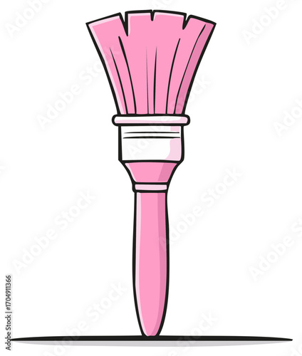 Stylish pink painting brush isolated, design tool for painting or coloring application, beauty and art equipment