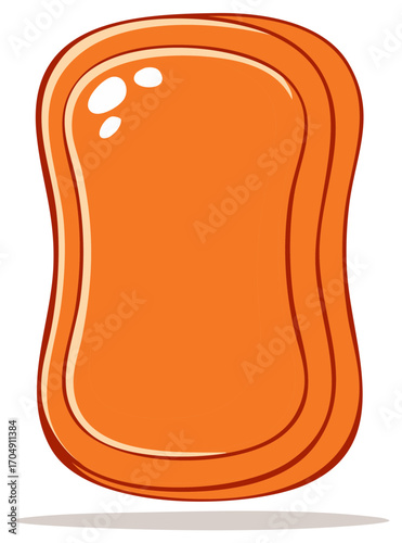 Cartoon orange soap bar with shiny highlights and curved edges