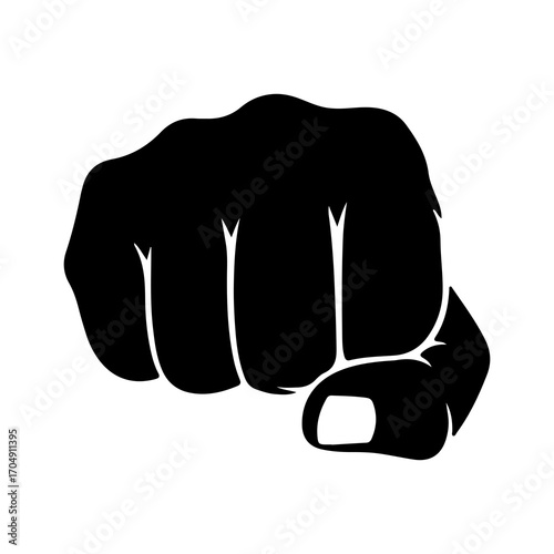 Black fist icon with transparent background