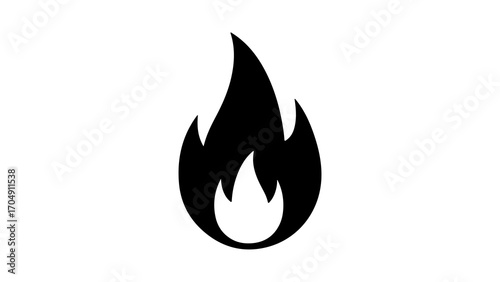 Black flame icon with transparent background