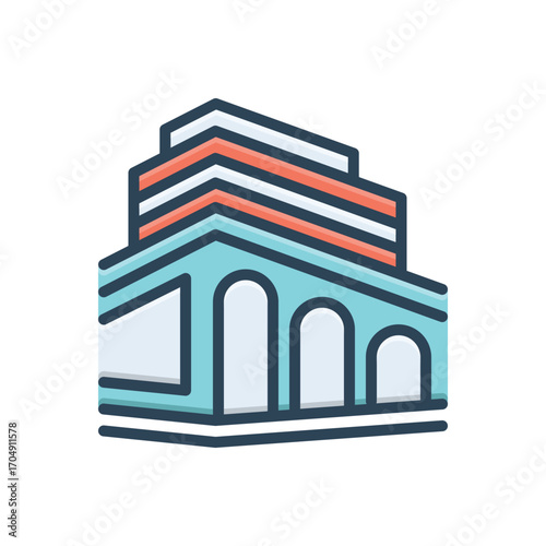 Color illustration icon for place