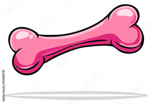 Cartoon Pink Bone Illustration for Pets or Dogs with Shadow Simple Design for Pet Supplies and Toys