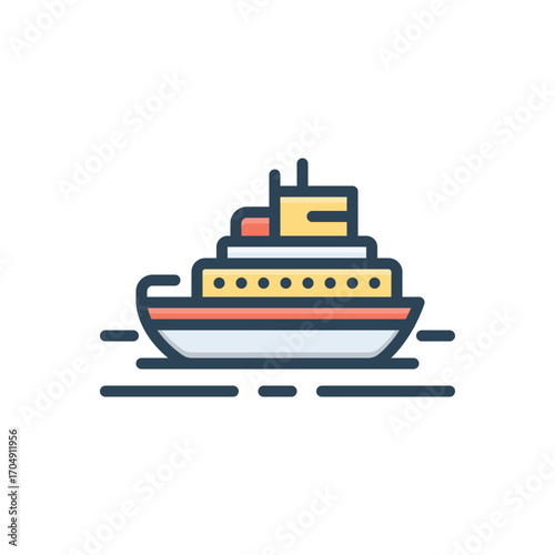 Color illustration icon for ship