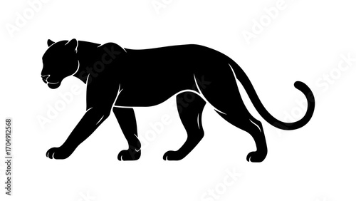 Black panther walking with transparent background