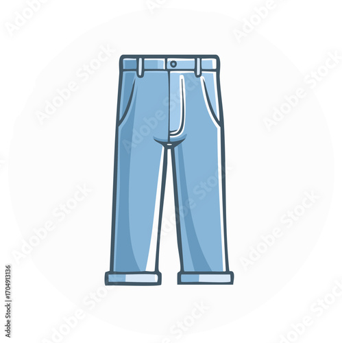 Classic light blue denim jeans with rolled cuffs and pockets