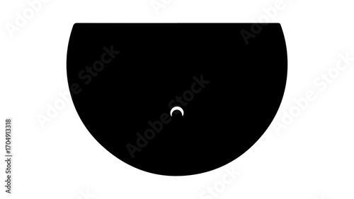 Black semicircle with crescent moon with transparent background