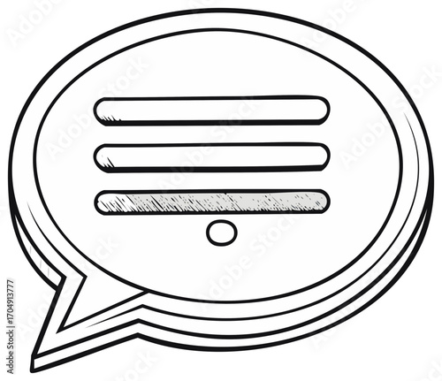 Hand drawn speech bubble with lines inside communication concept