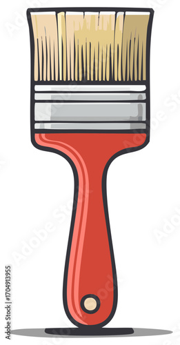 Single Red Bristle Paint Brush for Artistic Painting and Home Improvement