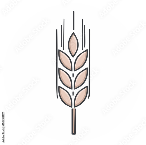 Stylized Wheat Spike Icon with Delicate Vertical Lines Illustrating Growth and Harvest