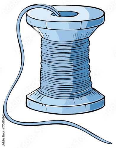 Light Blue Thread Spool Vector Illustration for Sewing and Craft