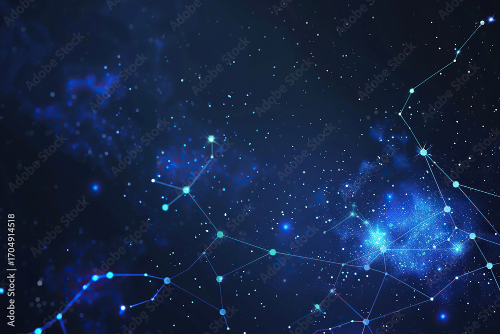 Fototapeta premium Abstract composition with empty starry sky for zodiac sign symbol