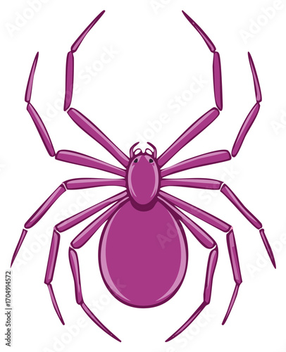 Vibrant Purple Cartoon Spider Illustration for Halloween and Creepy Themed Projects