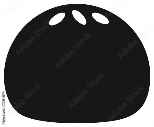 Black bowling ball with three finger holes isolated on white