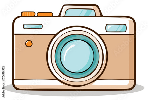 Retro Camera Illustration with Lens, Flash and Button Details for Photography Projects